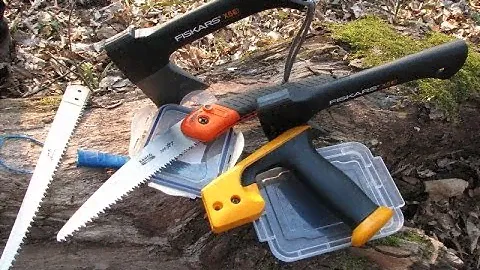 Пила Bahco 396 HP, пила неизвестная, топорик Fiskars X5, природа, мясо